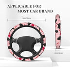 Car Steering Wheel Cover with Anti-Slip Lining, Universal 15 inch Wheel Cover, Fashion Car Interior Accessories for Women Men - Cute Pink Dachshund