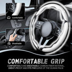 3pcs Car Steering Wheel Cover,Anti-Skid Carbon Fiber Steering Wheel Protector for Men Women,Multiple Color Options,Universal for Most Car Interiors Accessories (White 3PCS)