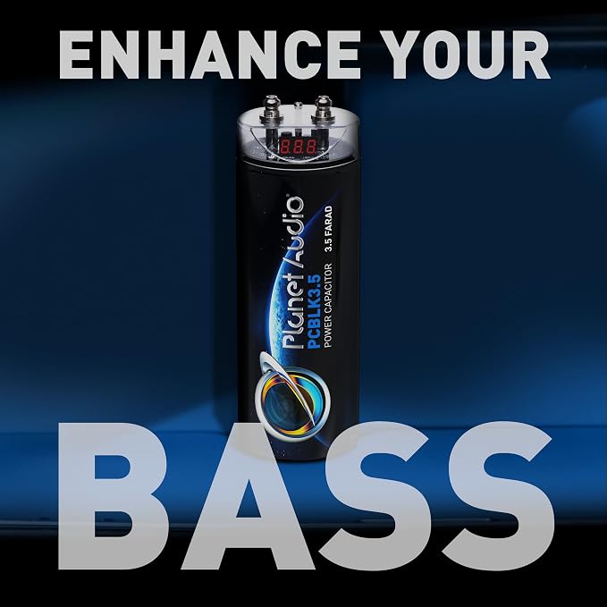 PCBLK3.5 Car Capacitor – 3.5 Farad, Energy Storage, Enhance Bass from Stereo, Warning Tones, LED Voltage Meter