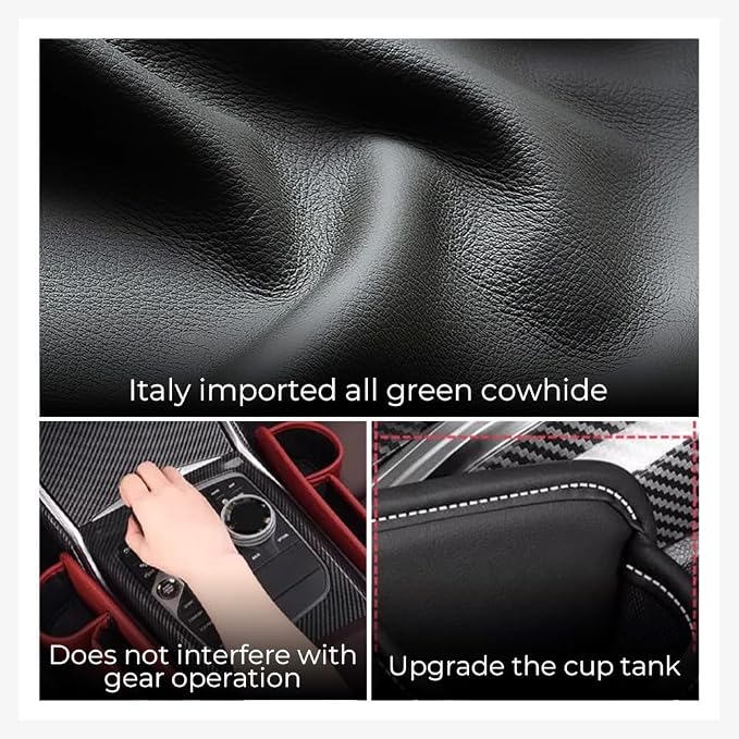 Car Leather Cup Holder Gap Bag,2025 Upgrade Car Storage Box with Cup Holder,Seat Storage Box Gap Filler Organizer for Glasses Phone Keys and Cards (Brown, Passenger Seat)