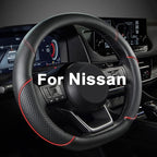 D Shape Steering Wheel Cover for Nissan Rogue Kicks - Auto Car Steering Wheel Cover Customized for Nissan Altima Sentra(Black+Red Line-D-Shaped)