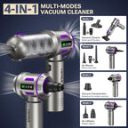 Mini Vacuum Cleaner, 2 in 1 27000PA Brushless Car Vacuum Air Duster 9000mAh Battery Air Blower Wireless Handheld Vacuum for Car,Office and Home (Dark Purple)