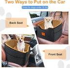 Dog Car Seat for Small Dogs, Memory Foam Booster Dog Seat for Dogs up to 35 lbs, Elevated Pet Car Seat with Washable Removable Cover, Storage Pockets