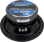 ORION Cobalt CM654 High Efficiency 6.5" Mid-Range Bullet Loudspeakers, 1000W Max Power, 250W RMS, 4 Ohm, 1.5" Voice Coil - Pro Car Audio Stereo, Midrange Speakers (Pair)