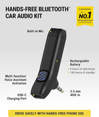 BTAXS3 Hands-Free Audio Kit, Bluetooth Receiver for Car Stereo with Noise Cancellation, 3.5mm AUX Bluetooth Adapter for Car Radio, Compatible with Siri/Google Assistant Voice Command