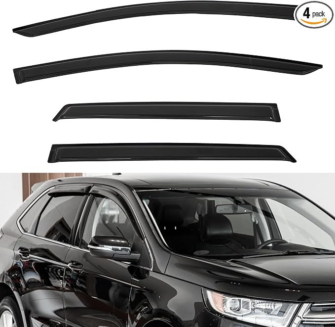 4pcs Window Visors Compatible with 2015-2024 Edge Front+Rear Smoke Tint Window Sun/Rain Guard Outside Mount Tape-On Vent
