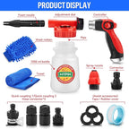 Car Wash Foam Gun/Hose Sprayer, 16 IN 1 Foam Cannon for Car/Garden Cleaning | Adjustable with 2.5-6 Ratio Dial Foam Blaster, 1L Bottle, Nozzles, Mitten&Towel, 1/2” Quick Connector for Garden Hose,Sprayer