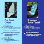 2 Pack Car Seat Towel Covers, Sweat Protector for Front Seats, Premium Thickened Microfiber with Boho Geometric, Breathable & Quick Dry, Slip-on Headrest Pocket for Gym, Beach, Running (Light Blue)