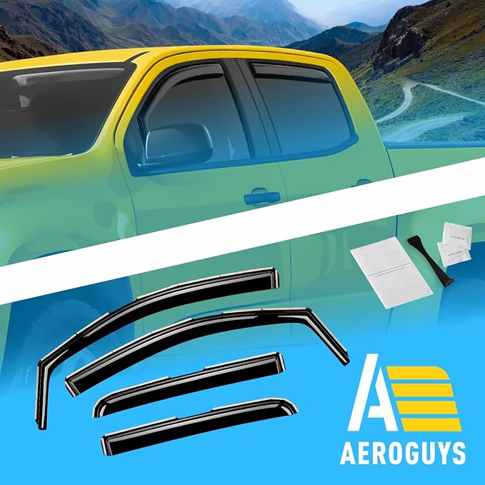 Extra Durable Window Deflectors in-Channel Window Visors Rain Guards Fit for Chevrolet (Chevy) Colorado 2015-2022 Crew Cab, Sun Visors, Wind Vent for Shades, Exterior Car Accessories - 4pcs. AG0275
