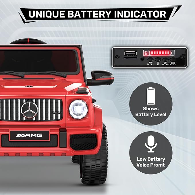 Licensed Mercedes-Benz G63 Car for Kids, 12V 7AH Ride on Car w/Parent Remote Control, LED Headlights, Music Player & Horn, Soft Start, Low Battery Prompt, Kids Electric Car, Red