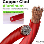 8 Gauge Wire 10 ft Red, 8 AWG Battery Cable CCA, Copper-Clad Aluminum Power Cable for Car Audio Amp, Automotive, RV