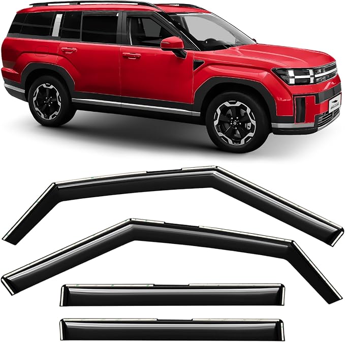 Voron Glass in-Channel Extra Durable Rain Guards for Hyundai Santa Fe 2024-2026, Window Deflectors, Vent Window Visors, 4 Pieces - 200696
