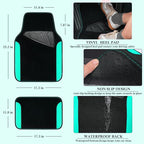 Faux Leather Steering Wheel Cover and Waterproof Car Floor Mats,Universal Car Combo Fit for 95% Sedan,SUV,Cars,14.5-15inch Sporty Anti-Slip Safety Comfortable Design(Black＆Mint)