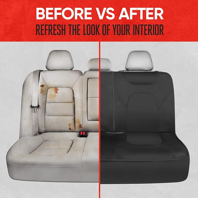 AquaShield Waterproof Black Rear Split Bench Seat Covers for Trucks Rear Seat Cover Only - Black Car Seat Covers, Back Seat Covers Only - Durable Neoprene Spill Resistant for Kids & Dogs