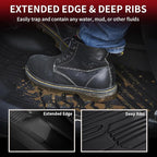 Floor Mats for Ford F-150 2015-2026 | F150 Lightning 2022-2025 SuperCrew (Rear w/o Fold Flat Storage) Carpet Floor All Weather Protector TPE Truck Liners- 1st & 2nd Row, 3pcs Black