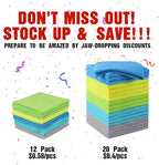 Microfiber Cleaning Cloths, 20 Pack Cleaning Rags - Lint Free & Scratch-Free Microfiber Towels for Cars, House & Kitchen, Absorbent Cleaning Towels, Multi-Color, 11.5 x 11.5 Inch