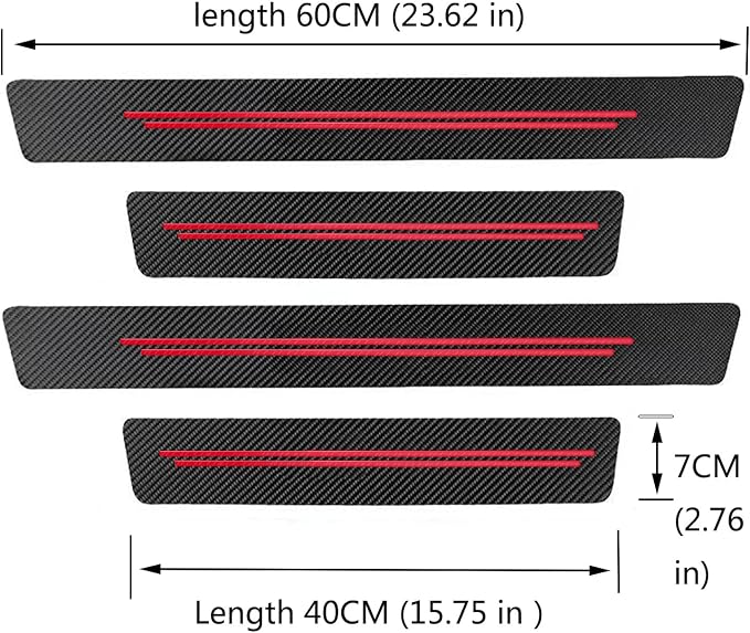 Door sill Protector, Door sill Scratch Protection (for All car Models) Door sill Protector（4PC red）