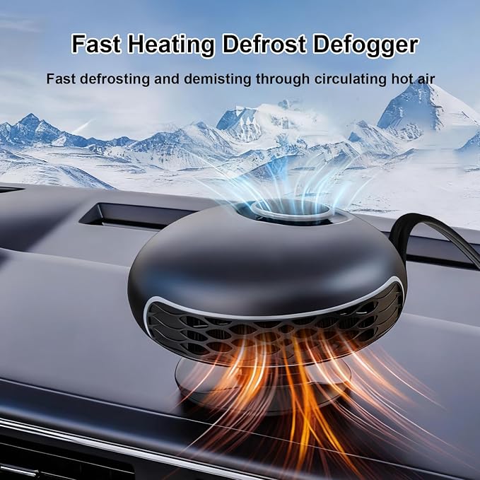 Car Heater, 12V 180W Portable Windshield Defogger and Defroster, 2 in1 Fast Car Heater Defroster Plugs in Cigarette Lighter,Auto Heater for Car With Scution Holder