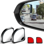 2PCS Fan Blind Spot Mirror, HD Glass and ABS Housing Convex Wide Angle Rearview Mirror with Adjustable Stick for Universal Car, Black