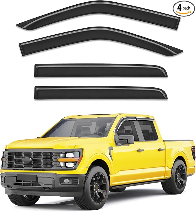 Full Size Window Rain Guards Fit for Ford F150 2015-2026 SuperCrew & 2017-2026 Raptor/F-250/F-350/F-450/F-550 Super Duty SuperCrew Rain Guards Window Deflectors Vent Visors Shades