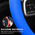 Car Steering Wheel Cover, 13 to 14.17 inches Anti-Slip Silicone Steering Wheel Protector, Soft Flexible Shock-Absorbent Steering Wheel Protective Cover for Most Car Models (Dark Blue)