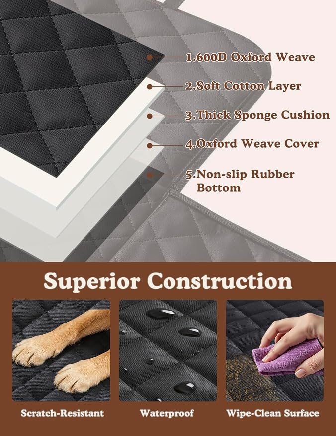 Dog Car Seat Cover for Back Seat, Waterproof Back Seat Extender for Dogs, Dog Car Hammock with Mesh Window, Nonslip Pet Seat Protector for SUV Truck Travel
