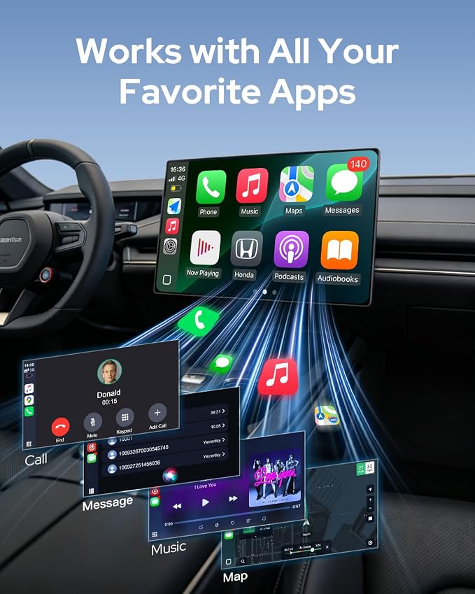 2-in-1 Wireless CarPlay & Android Auto Adapter, One-Click Switch for Apple iPhone and Android, Converts Wired to Wireless, Plug and Play for USB/USB-C, Compatible with 1000+ Vehicles