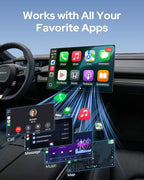 2-in-1 Wireless CarPlay & Android Auto Adapter, One-Click Switch for Apple iPhone and Android, Converts Wired to Wireless, Plug and Play for USB/USB-C, Compatible with 1000+ Vehicles
