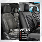 Coverado Car Seat Covers Front Seats, Minimalist Scratch-Resistant Waterproof Faux Leather Full Set with Rear Protectors, Business Daily Driving – GrayBlack