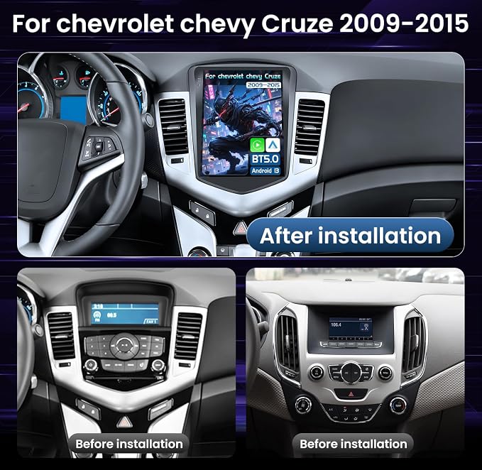 8Core Car Radio for Chevy Cruze 2009-2015: Bluetooth 5.0 10.4 inch IPS Touchscreen Wireless CarPlay Andriod Auto Steering Wheel Control FM DSP GPS 1080P Backup Camera