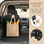 2PCS Car Seat Headrest Hook, Cute Flower Vehicle Backseat Purse Handbag Storage Hanger, Floral Auto Seat Back Holder Hook for Coat Umbrella Grocery, Universal for Vehicles (Beige)