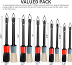 Detailing Brush Set - 10 Pcs Detail Brushes Car Detailing, Auto Boar Hair Car Detail Brush for Cleaning Car Interior Exterior, Vehicles Wheels Leather Engine Dashboard