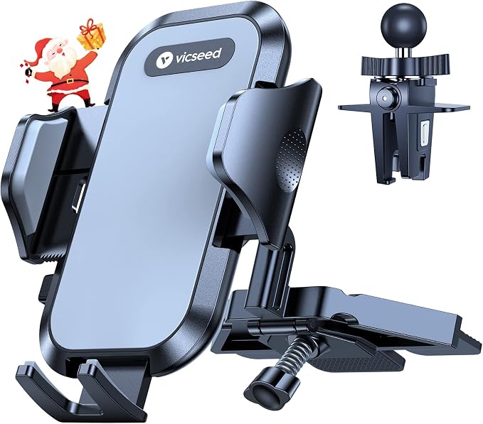 Military-Grade Sturdy Car Phone Holder Mount, Upgraded Anti Shake Metal CD Slot & Air Vent Thick Case Friendly Phone Mount for Car Fit for iPhone 17 16 15 Samsung All Phones