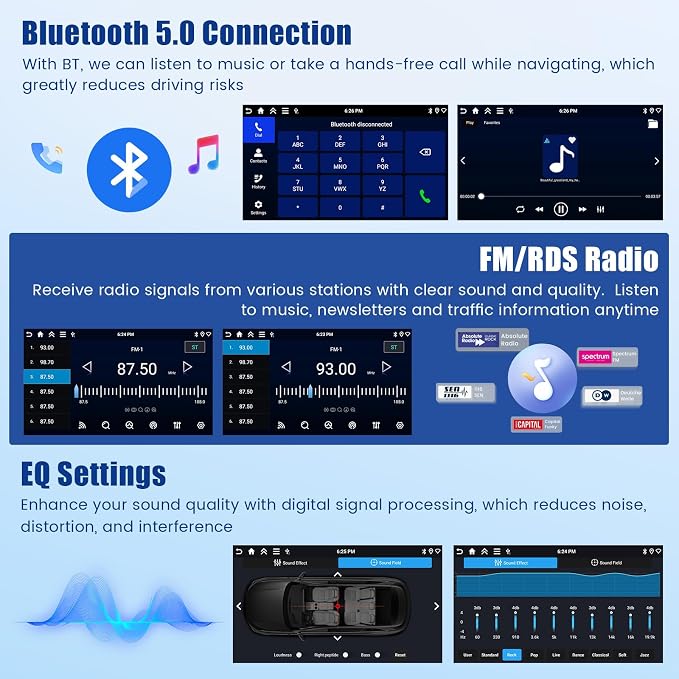 [4+128GB] Android 15 Car Radio for Nissan Sentra 2013-2017 with Wireless Carplay/Android Auto, 10.1 Inch HD Touchscreen Car Stereo with GPS Bluetooth 5G WiFi FM/RDS EQ SWC Backup Camera MIC