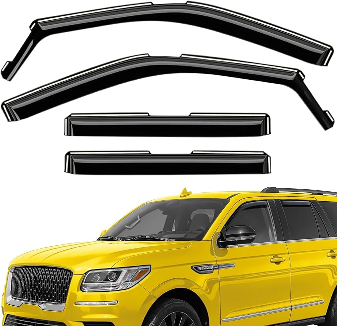 Extra Durable Window Deflectors in-Channel Window Visors Rain Guards Fit for Lincoln Navigator 2018-2024, Sun Visors, Wind Vent for Shades, Exterior Car Accessories - 4 pcs. AG0931