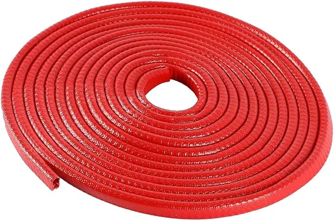 Car Door Edge Guards, 16Ft Rubber Seal Car Door Edge Trim, U Shape Door Edge Protector Guard, Aluminum Weather Proofing Automotive Door Edge Molding Protection for Most Car (Red, 16Ft)