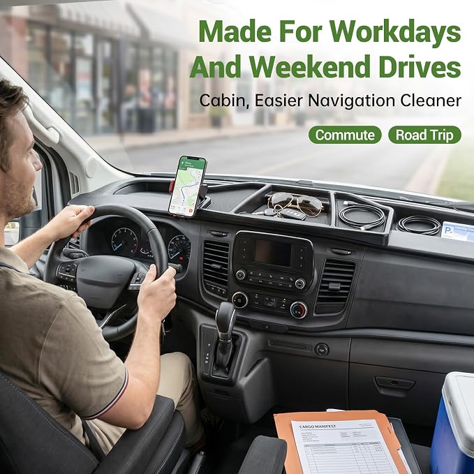 Magnetic Phone Mount Holder for 2020-2026 Ford Transit 150 250 350 Magnet Dash Cell Phone Cradles Adjustable Phone Stand Accessories for 2020+ Transit 150-350(Not for Transit Connect)