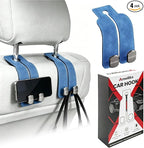 Car Headrest Hook, Car Seat Headrest Hooks and Purse Hook for Car, Leather Seat Back Organizer with Phone Holder, Universal Hidden Storage for SUV/Truck (Light Blue-2Pack)