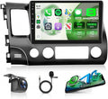 8 Core 6GB+128GB Android 15 Car Stereo for Honda Civic 2006-2011, 10.1" Touchscreen Radio with Wireless CarPlay Android Auto, GPS 5G WiFi Bluetooth DSP SWC Backup Camera