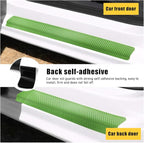 4 PCS Car Door Sill Protectors, Anti Scratch Carbon Fiber Auto Threshold Cover Strips, Decorative Door Entry Edge Scuff Sticker Universal for Most Vehicles, Car Accessories (Green 3D)