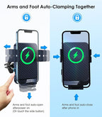 Wireless Car Charger, 15W Fast Charging Auto-Clamping Car Charger Phone Mount Air Vent Cell Phone Holder for iPhone 16/15/14/13/13 Pro/12 pro/12/11, for Samsung Galaxy S23/S22/S21/S20, etc