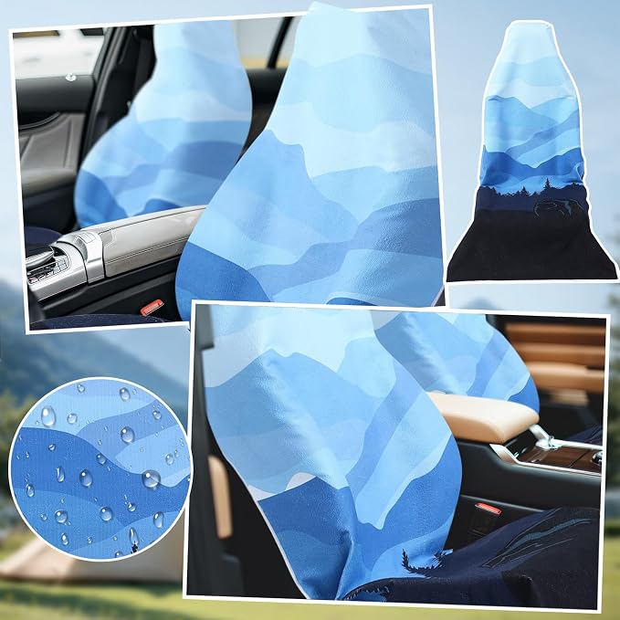 2 Pack Car Seat Towel Covers Athletic Running Towel Performance Microfiber Post Workout Sweat Washable Cover Non Slip for Seat Outdoor Sport (Great Smoky Mountains)