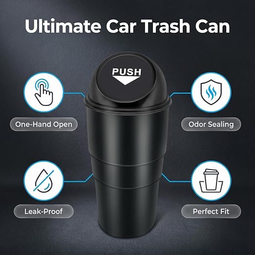 Cup Holder Trash Can, Leakproof Car Trash Can with Lid, Trash Bin for Car Accessories, Mini Garbage Bin Organizer for Automotive Office Home Kitchen, Applicable to Women and Men