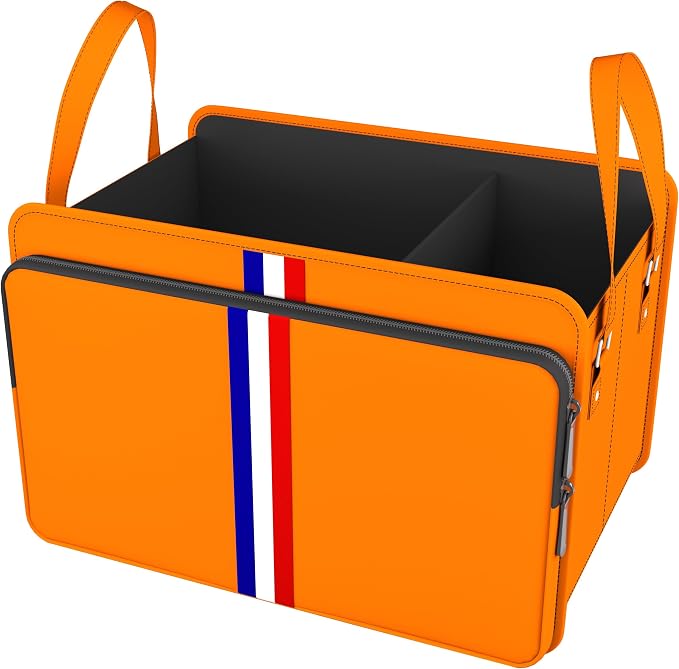 Trunk Organizer for Car, Waterproof Collapsible 3 Compartments Car Organizer, Foldable Storage for Car Accessories, Tools, Sundries for Women Men, Tote Bag (Orange, Standard)