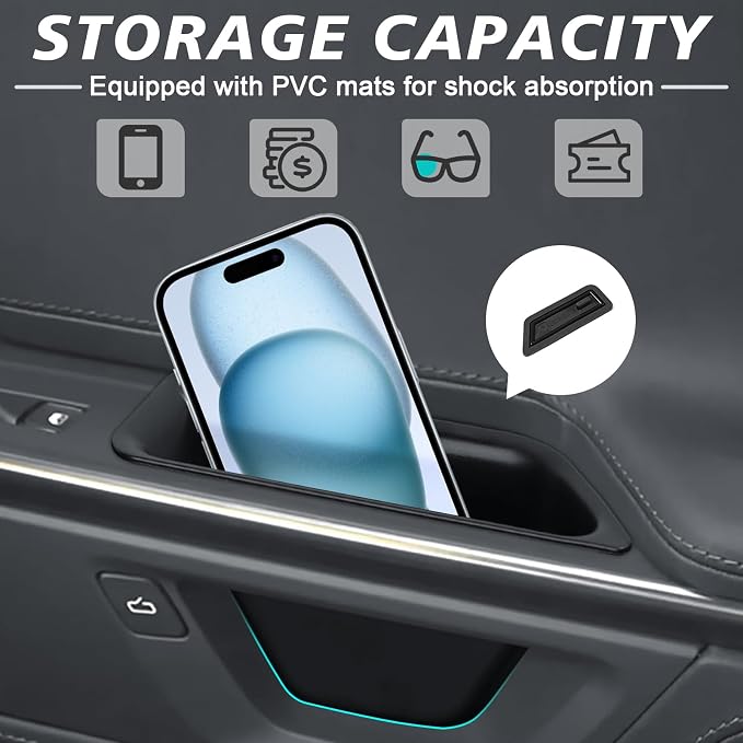 Upgrade 4PCS Front & Rear Door Side Storage Organizer fit for Rivian R1T/R1S 2026 2025 Gen2 Interior Accessories Inner Door Handle Storage Box Insert Tray ABS Material Anti-Scratch