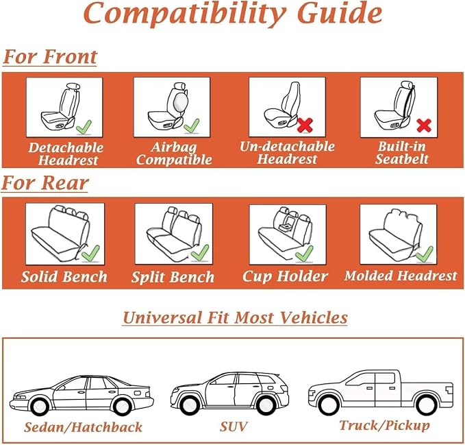 Coverado Seat Covers, Car Seat Covers Front Seats, Gray Car Seat Cover, Waterproof Car Seat Covers, Car Seat Cushion, Front Car Seat Covers Leatherette Car Seat Protector Universal Fit Most Cars