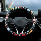 Colorful Floral Flowers Steering Wheel Cover Auto Steering Wheel Protector, Anti-Slip, Breathable, Absorbing Sweat, Universal Floral Car Accessories 14.5–15 inch