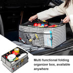 Mandark Car Trunk Organizer, Collapsible Multi Compartment Vehicle Storage Box, Waterproof Adjustable Automotive Organization Container Accessories, Universal for SUV, Sedan, Truck (Checkerboard)