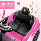 Electric Car for Kids 12V Licensed Lamborghini Ride On Car with Remote Control,Max Speed 2.5Mph,LED Lights,Music Players,Lockable Doors,Spring Suspension,Toddler Cars to Drive,Pink
