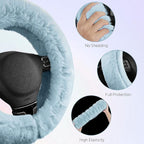 Steering Wheel Cover, Fluffy Car Wheel Covers for Women/Girls/Ladies，Soft Wool Fur Steering Wheel Protector, Universal 14 1/2 inches to 15 inches - Blue